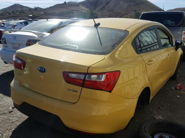 KNADN4A36G6668330 - 2016 KIA RIO EX YELLOW photo 4