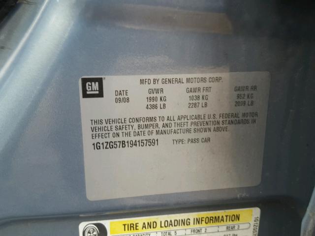 1G1ZG57B194157591 - 2009 CHEVROLET MALIBU LS 灰色 照片 10