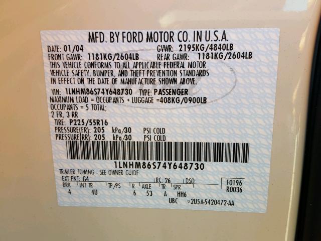 1LNHM86S74Y648730 - 2004 LINCOLN LS BLACK photo 10