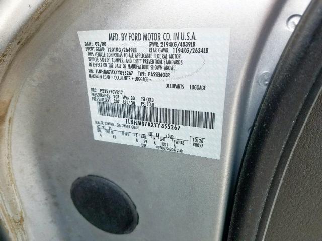 1LNHM87AXYY855267 - 2000 LINCOLN LS 银色 照片 10