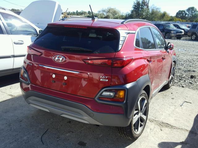 KM8K3CA56JU117809 - 2018 HYUNDAI KONA LIMIT RED photo 4