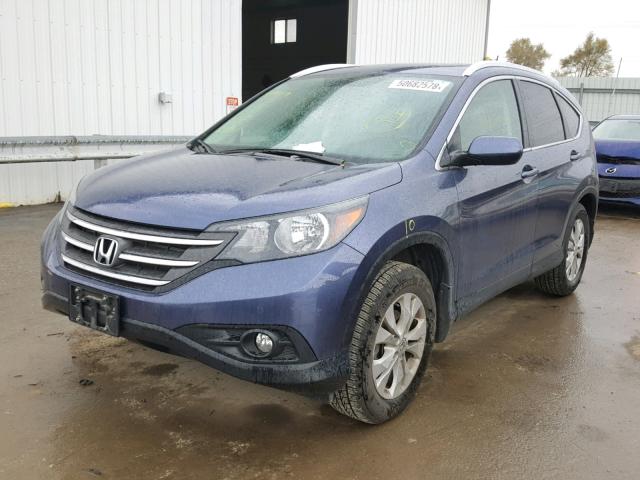 2HKRM4H77EH687380 - 2014 HONDA CR-V EXL BLUE photo 2