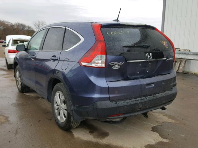 2HKRM4H77EH687380 - 2014 HONDA CR-V EXL BLUE photo 3