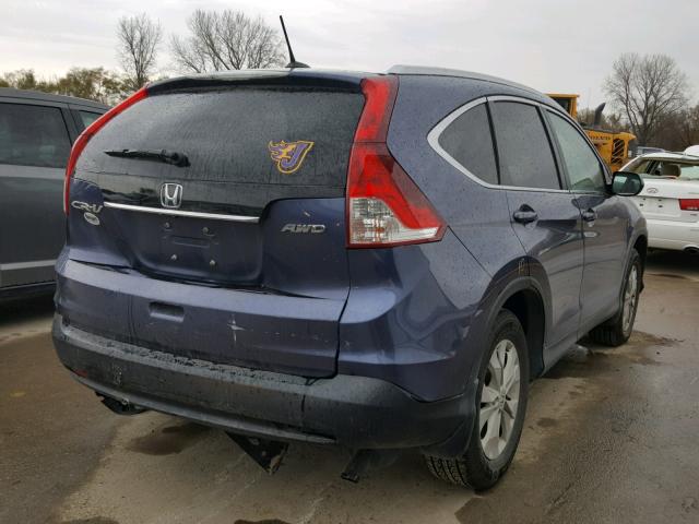 2HKRM4H77EH687380 - 2014 HONDA CR-V EXL BLUE photo 4