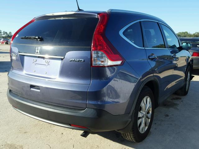 2HKRM4H77DH636055 - 2013 HONDA CR-V EXL BLUE photo 4