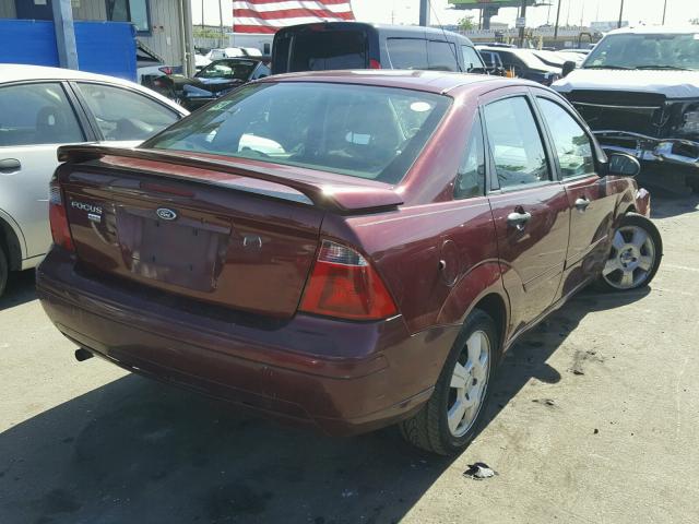 1FAFP34N27W232769 - 2007 FORD FOCUS ZX4 BURGUNDY photo 4