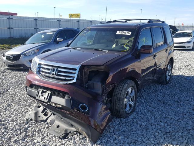 5FNYF4H76CB016705 - 2012 HONDA PILOT EXLN MAROON photo 2