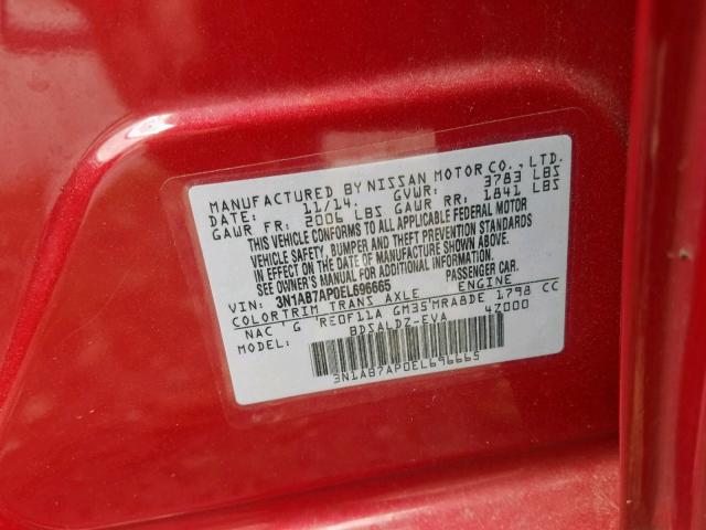 3N1AB7AP0EL696665 - 2014 NISSAN SENTRA S RED photo 10