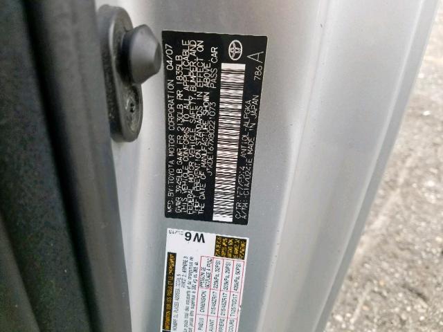 JTKDE167X80221073 - 2008 TOYOTA SCION TC ვერცხლისფერი ფოტო 10