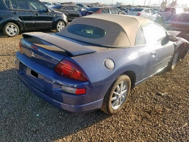 4A3AE45G52E045666 - 2002 MITSUBISHI ECLIPSE SP BLUE photo 4