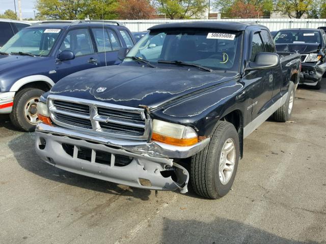 1B7GL22X71S257660 - 2001 DODGE DAKOTA BLACK photo 2