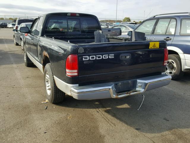 1B7GL22X71S257660 - 2001 DODGE DAKOTA BLACK photo 3