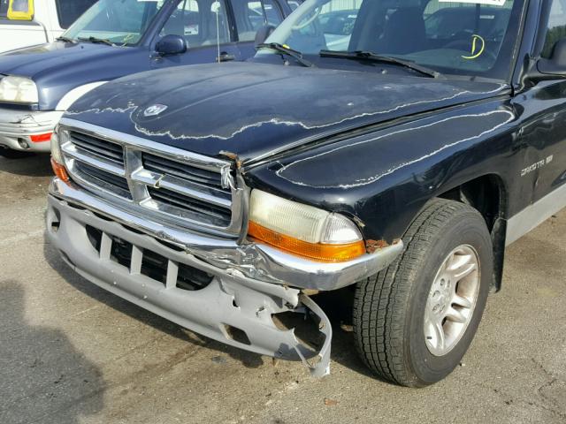 1B7GL22X71S257660 - 2001 DODGE DAKOTA BLACK photo 9