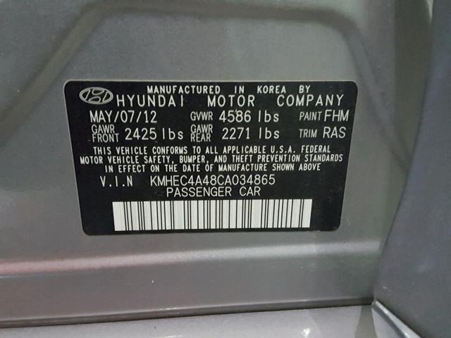 KMHEC4A48CA034865 - 2012 HYUNDAI SONATA HYB SILVER photo 10