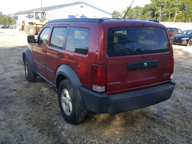 1D8GU28K47W587459 - 2007 DODGE NITRO SXT RED photo 3