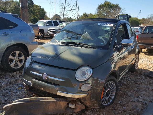 3C3CFFER6CT100816 - 2012 FIAT 500 LOUNGE GREEN photo 2