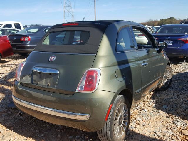 3C3CFFER6CT100816 - 2012 FIAT 500 LOUNGE GREEN photo 4