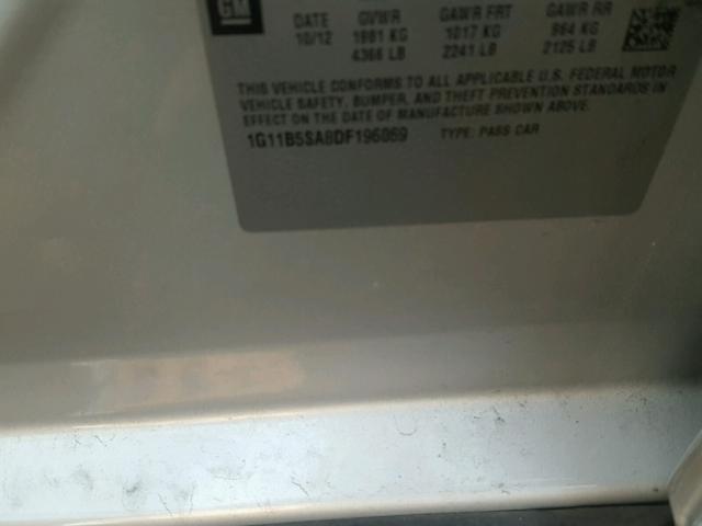 1G11B5SA8DF196069 - 2013 CHEVROLET MALIBU LS 银色 照片 10