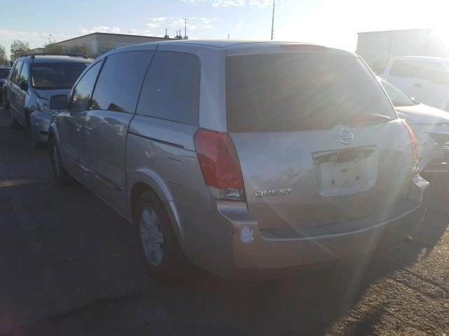 5N1BV28U94N302100 - 2004 NISSAN QUEST S SILVER photo 3