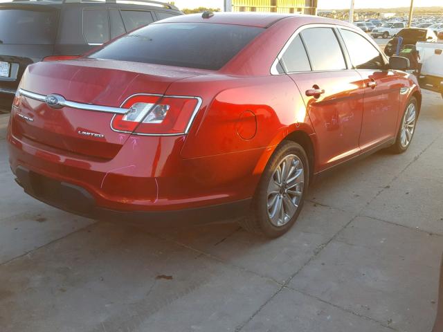 1FAHP2FW9BG103200 - 2011 FORD TAURUS LIM RED photo 4