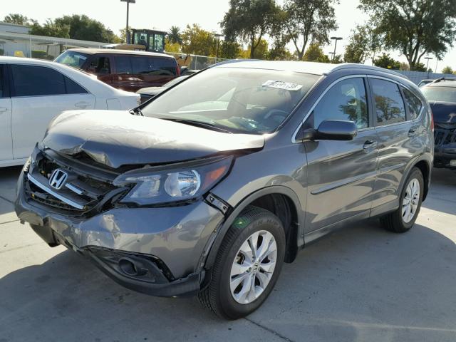 2HKRM4H72EH617527 - 2014 HONDA CR-V EXL GRAY photo 2