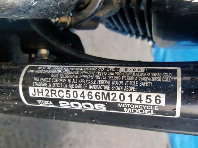 JH2RC50466M201456 - 2006 HONDA VT750 CA TWO TONE photo 10