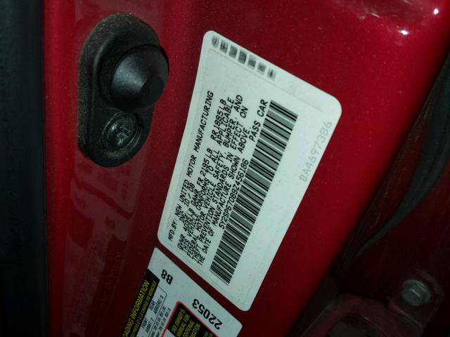 5Y2SP67089Z456186 - 2009 PONTIAC VIBE BURGUNDY photo 10