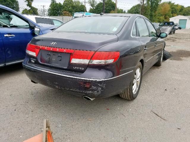 KMHFC46F97A211363 - 2007 HYUNDAI AZERA SE PURPLE photo 4