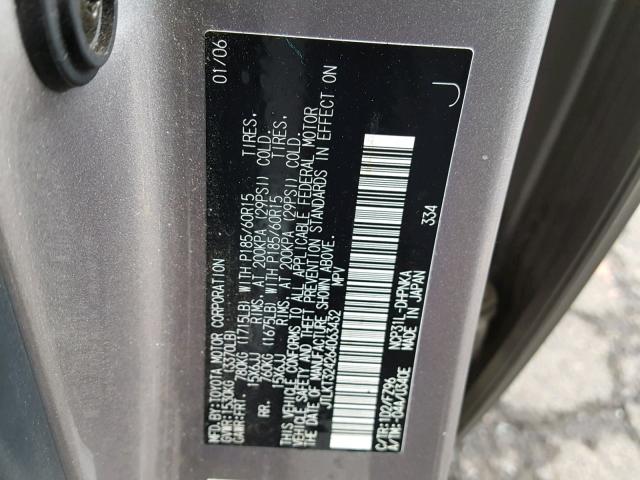 JTLKT324264063432 - 2006 TOYOTA SCION XB Сұр фото 10