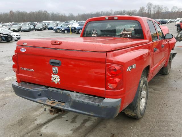 1D7HW38K58S615173 - 2008 DODGE DAKOTA SXT RED photo 4