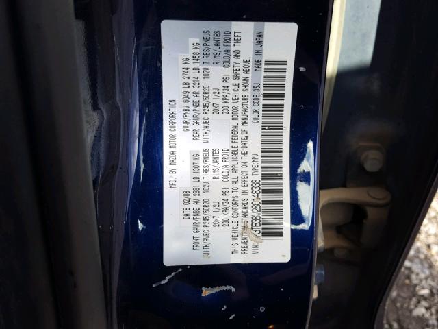 JM3TB38V280148338 - 2008 MAZDA CX-9 BLUE photo 10