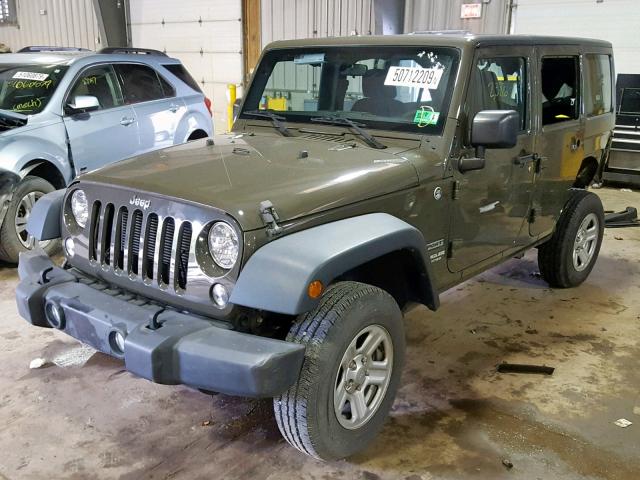 1C4BJWDG3FL654238 - 2015 JEEP WRANGLER U GREEN photo 2