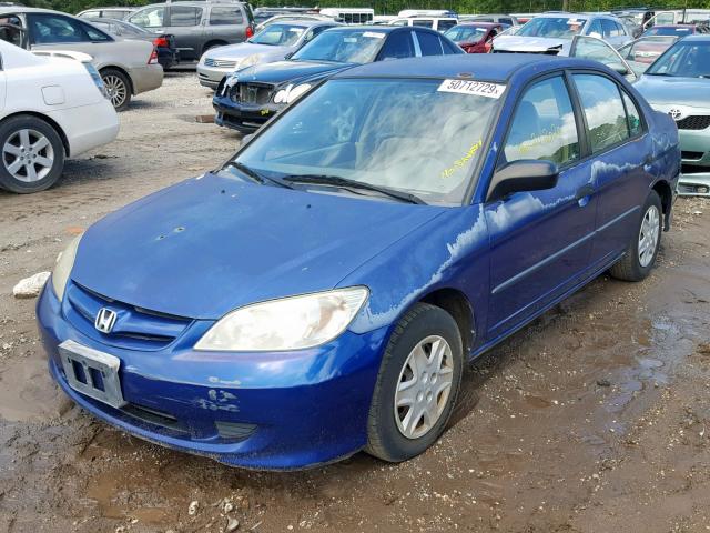 2HGES16315H581486 - 2005 HONDA CIVIC DX V BLUE photo 2