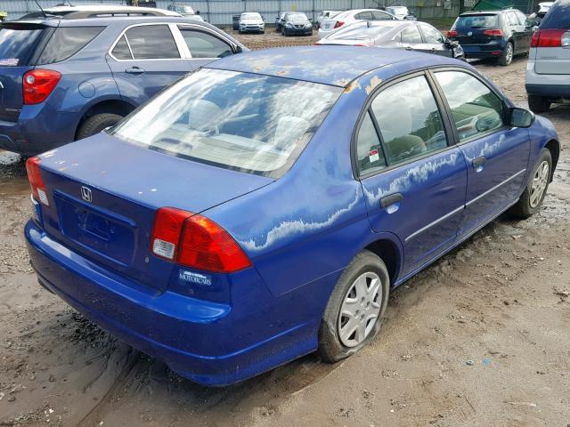 2HGES16315H581486 - 2005 HONDA CIVIC DX V BLUE photo 4