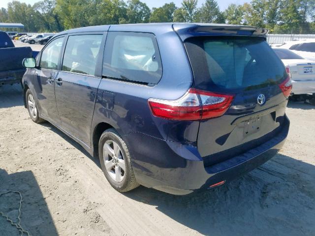 5TDZZ3DC5JS939548 - 2018 TOYOTA SIENNA L BLUE photo 3