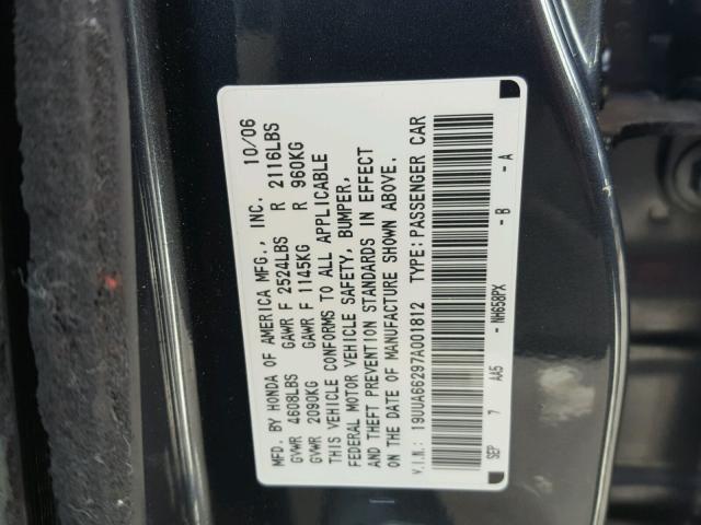 19UUA66297A001812 - 2007 ACURA TL BLUE photo 10