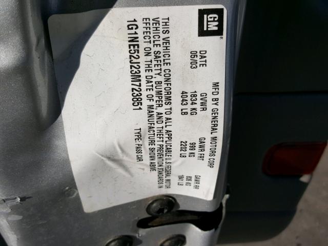 1G1NE52J23M723851 - 2003 CHEVROLET MALIBU LS SILVER photo 10