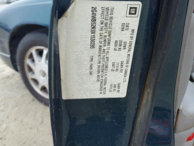 2G4WB52K9X1538285 - 1999 BUICK REGAL LS GREEN photo 10