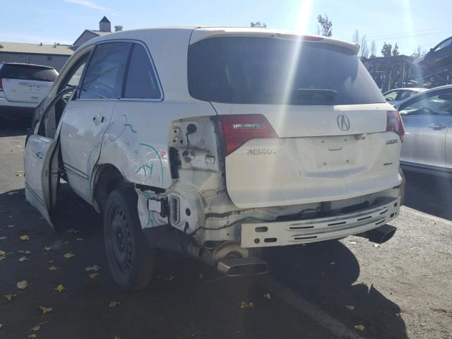 2HNYD2H59BH526302 - 2011 ACURA MDX ADVANC WHITE photo 3