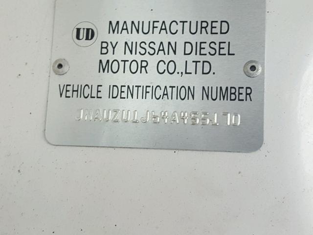 JNAUZU1J64A455170 - 2004 NISSAN DIESEL UD1400 WHITE photo 10