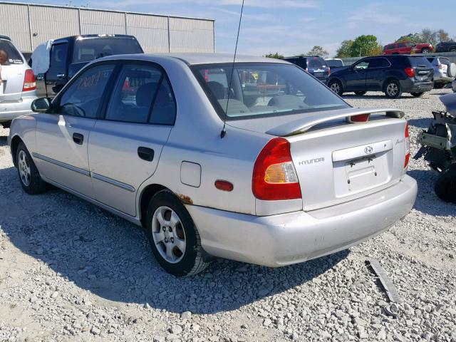 KMHCG45C71U263725 - 2001 HYUNDAI ACCENT GL GRAY photo 3