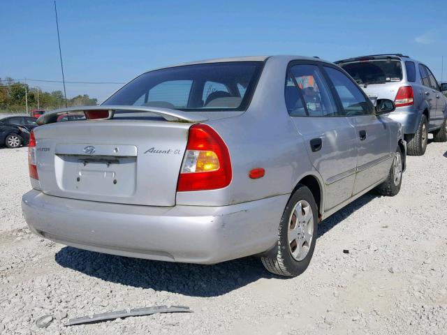 KMHCG45C71U263725 - 2001 HYUNDAI ACCENT GL GRAY photo 4