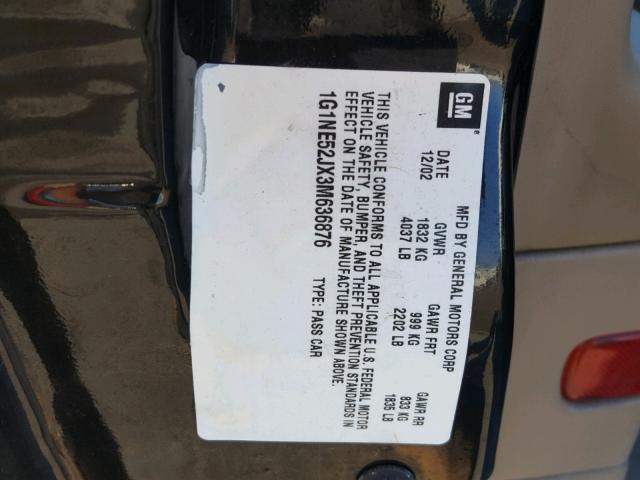 1G1NE52JX3M636876 - 2003 CHEVROLET MALIBU LS 黑色 照片 10