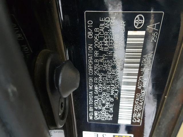 JTKJF5C73B3000903 - 2011 TOYOTA SCION TC 黑色 照片 10