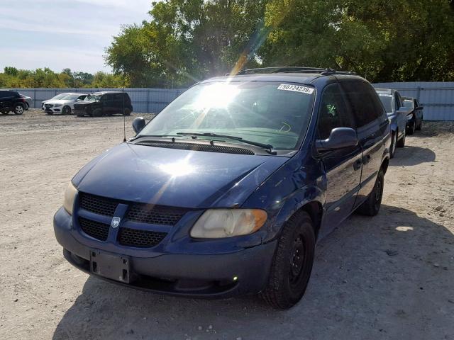 1B4GP25RX2B558245 - 2002 DODGE CARAVAN SE BLUE photo 2