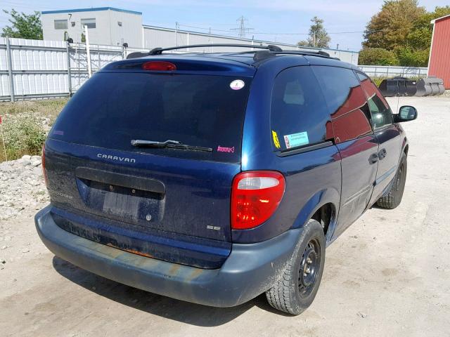 1B4GP25RX2B558245 - 2002 DODGE CARAVAN SE BLUE photo 4