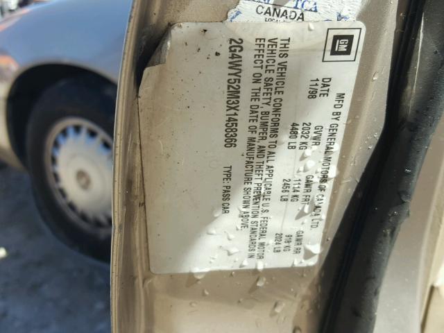 2G4WY52M3X1458366 - 1999 BUICK CENTURY LI BEIGE photo 10