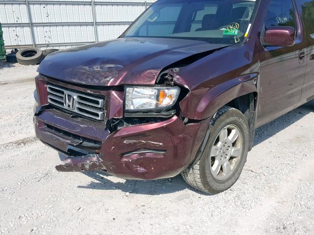 2HJYK16427H515144 - 2007 HONDA RIDGELINE MAROON photo 9