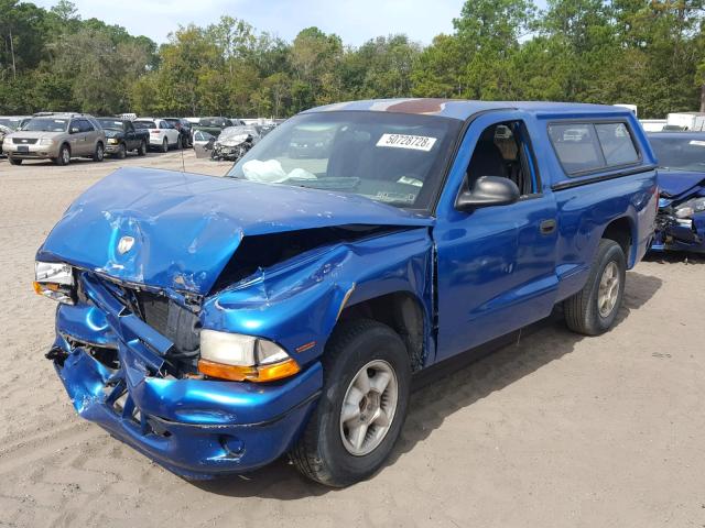 1B7FL26P7WS723259 - 1998 DODGE DAKOTA BLUE photo 2