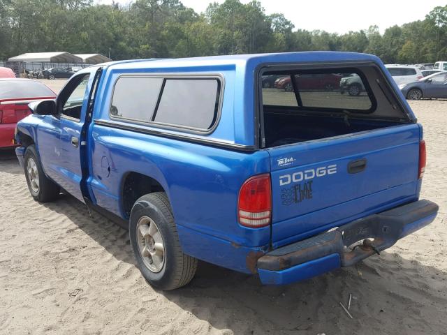 1B7FL26P7WS723259 - 1998 DODGE DAKOTA BLUE photo 3